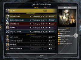 Playe creations can be used as opponents and difficulty set individually.